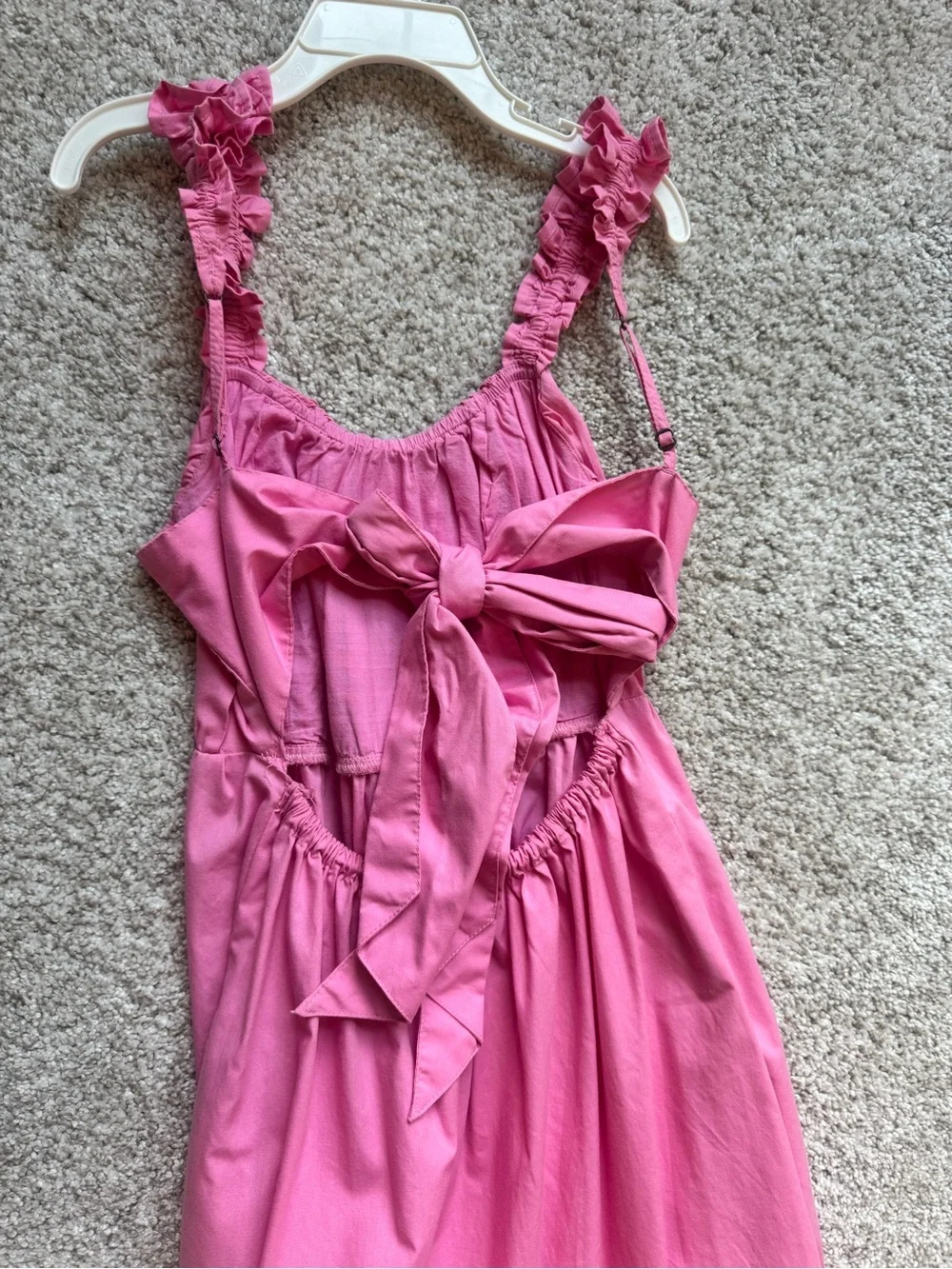 Abercrombie and Fitch Pink Ruffle-Strap Tie Back Maxi Dress Size XXS (fit xxs-s)